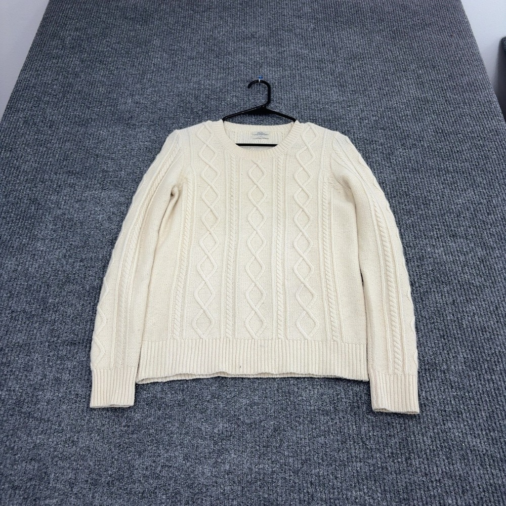 Wallace Sweater Small Ivory Lambs Wool Cable Knit Classic Preppy